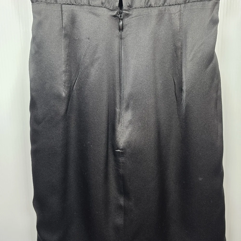 Michelle Mason Wide-Neck Faux Wrap Mini Dress In Black 100% Silk Deep V Neck 6